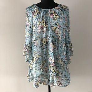 Women’s Viola Borghi Pastel Floral Lightweight Tunic Blouse size M